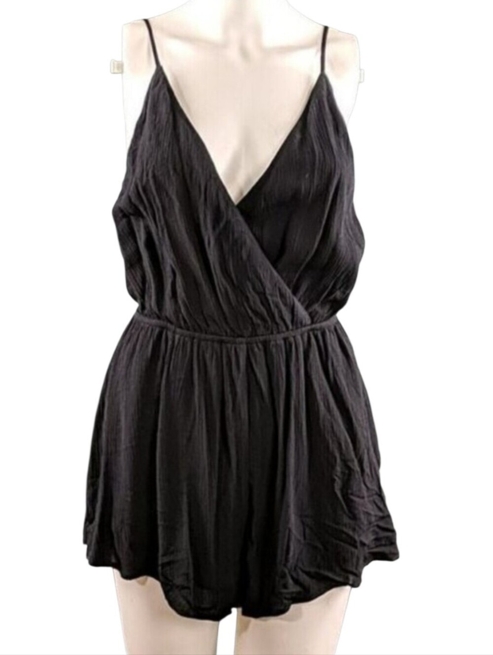 Tobi "Laura" Black Rayon Surplice Romper NWT Size S